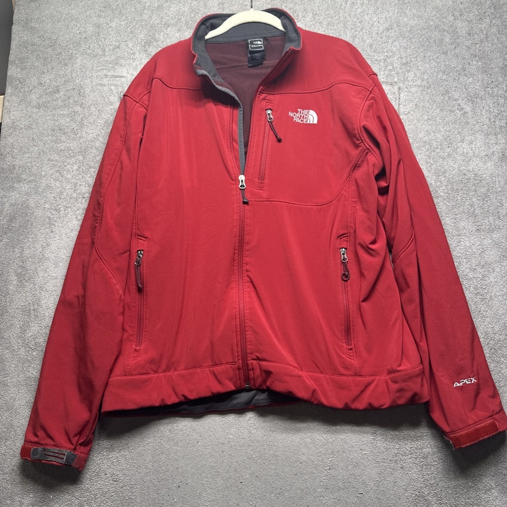 The North Face Apex softshell jacket men's large red‎ wind resistant zip front